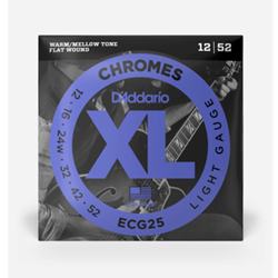 D'Addario ECG25 XL Chromes 12-52 Light Flatwound Electric Strings