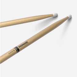 Promark TX5BN ProMark Classic Forward 5B Hickory Drumstick, Oval Nylon Tip