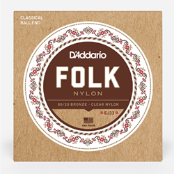 D'Addario EJ33 Ball End Nylon Folk Strings, 80/20 Bronze