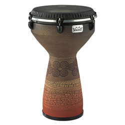 Remo DJ711362 13" Flareout Djembe, Desert Brown, Black Suede Drum Head